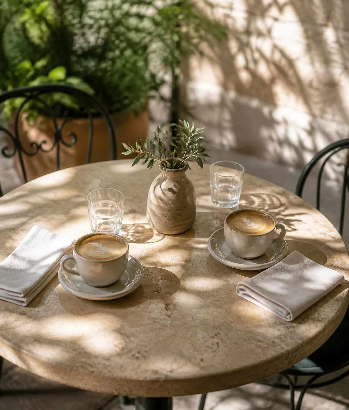 A sunlit café table set for two — time with the people who matter